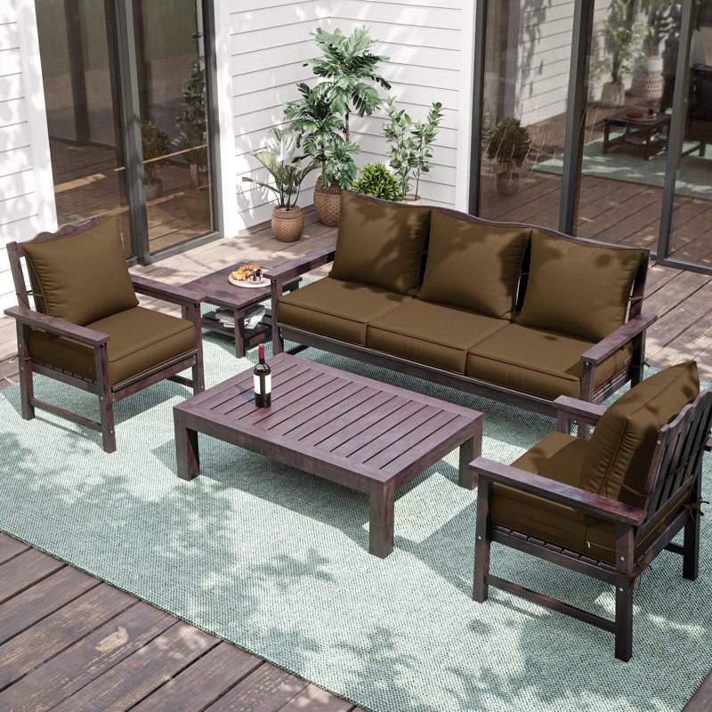 Outdoor Deep Seating Cushion Set Indoor And Outdoor Seat / Back Cushion, Available In 4 Sizes, Chocolate, 22" H x 22" W