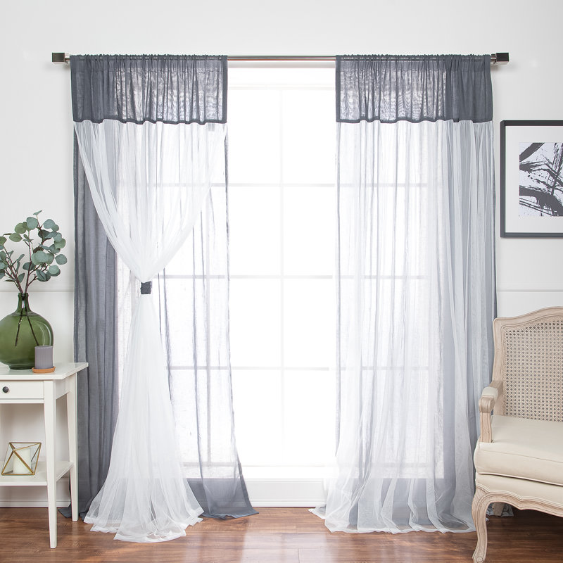Rideaux extra-fin couleur unie avec passe-tringle Duluth, Gris foncé