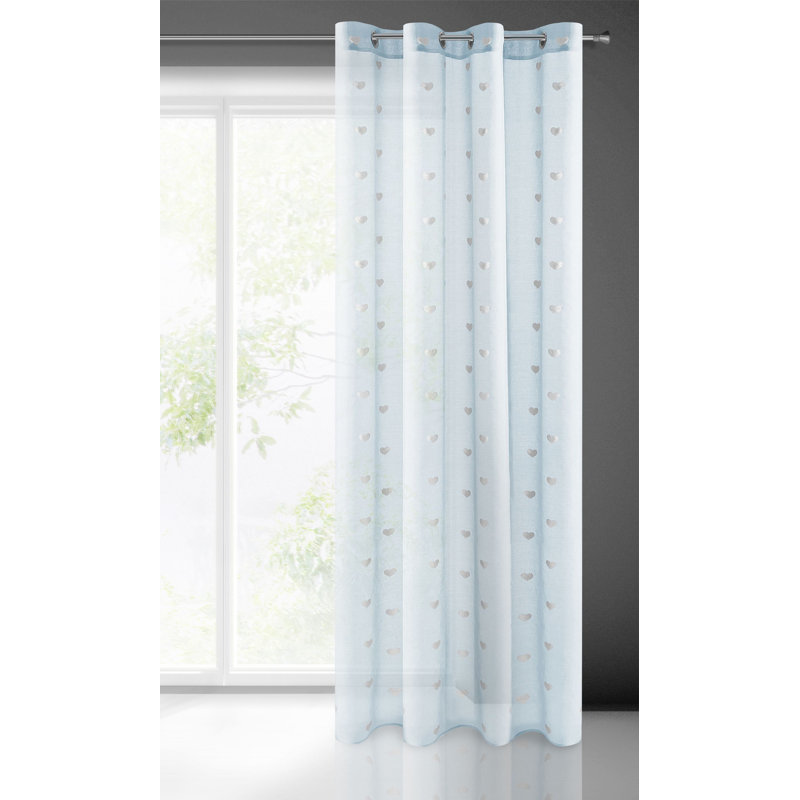 Kaleigha Eyelet Sheer Curtain, Blue