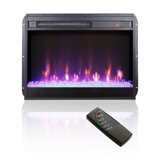 23" Ultra Thin Electric Fireplace Heater Insert With Sidelight – Remote Control, Timer, Overheating Protection, Crystal & Realistic Flame