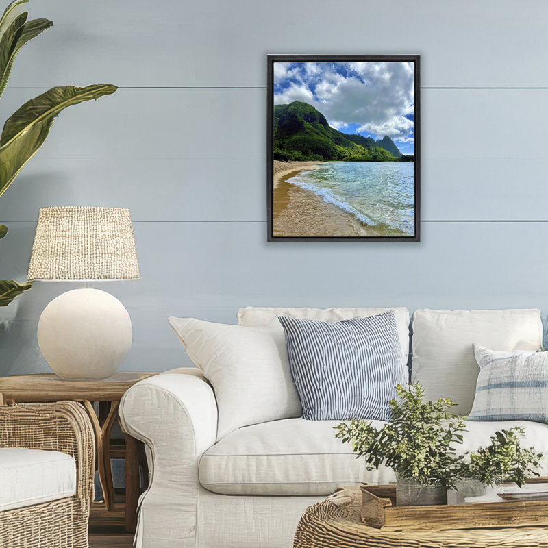 Cadre flottant Tunnels Beach Landscape, design par Nicole Dell, Cadre flottant noir de jais, H 21 po x l 17 po