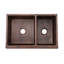 33" Hammered Copper Kitchen Apron 60/40 Double Basin Sink with Matching Drains, and Accessories