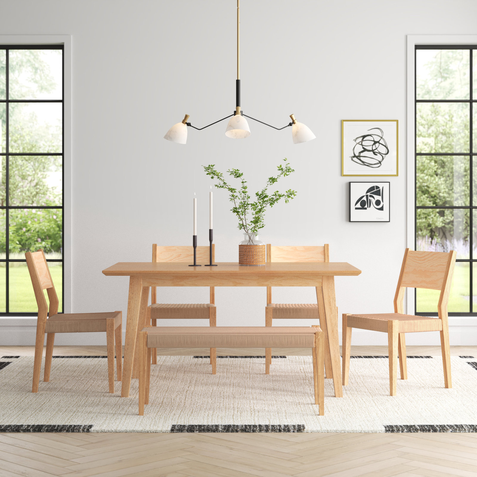 Corrine Dining Table Set, Natural