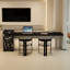 Bureau rectangulaire noir massif + bois manufacturé + acrylique-249758409