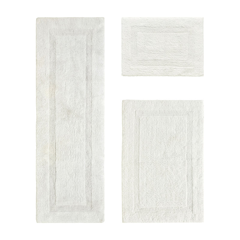 Annerose Premium 100% Cotton 3 Piece Bath Rug Sets, Machine Washable, Super Absorbent & Tufted Weave Reversible Bath Mat for Bathroom, Shower, and Tub, Oeko-Tex Certified Bathroom Rugs