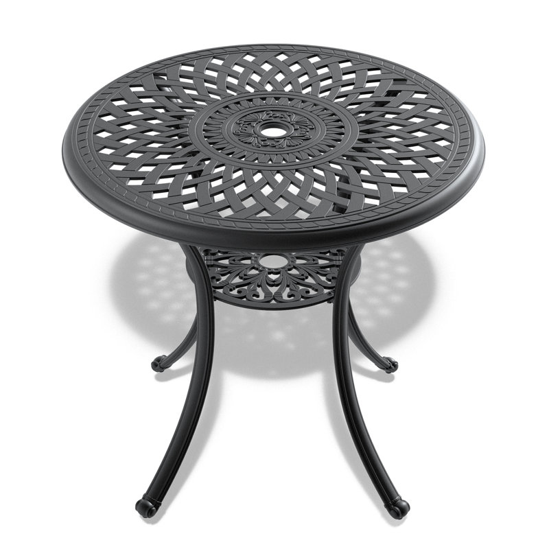 30.71-Inch Cast Aluminum Patio Dining Table With  Frame And Umbrella Hole （Only Include Table)