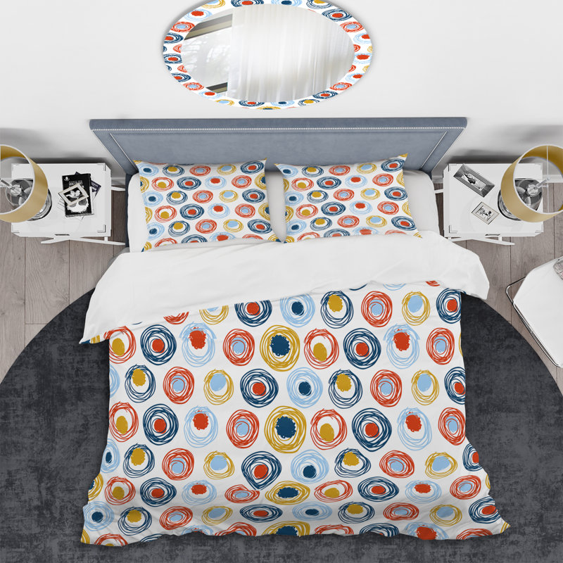 Ensemble de housse de couette en microfibre jaune / bleu / rouge 3 pièces, Housse de couette pour très grand lit et 2 très