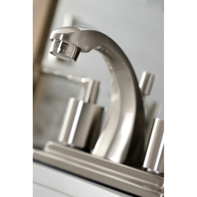 Kingston Brass Serena Two-Handle 3-Hole Deck Mount 4" Centerset Bathroom Faucet with Retail Pop-Up, Brushed Nickel