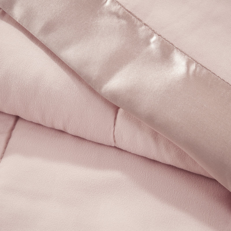 Twin Pink Down Alternative Blanket with Satin Trim