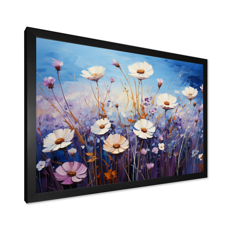 Bleu bleuet en cascade III - impression, Cadre simple noir, H 12 po x l 20 po x P 1 po