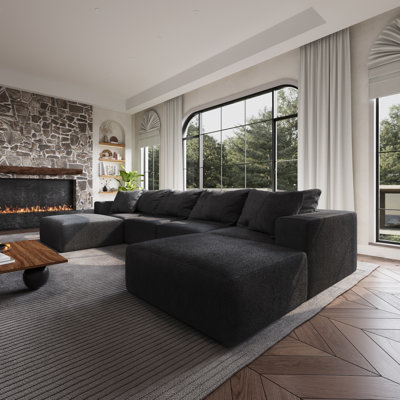 Oversized Comfort Modular Upholstered Sofa , With Pillows by Latitude Run