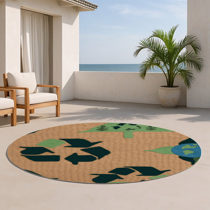 Tapis intérieur et extérieur brun Transport, Rond 5 pi