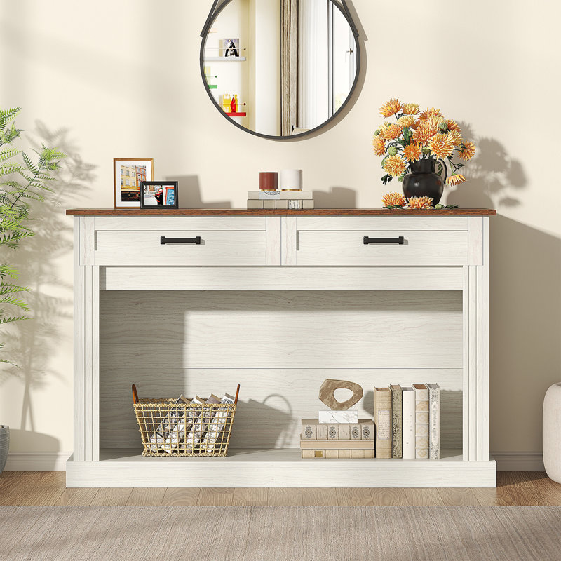 47" Console Table, 2-Tier Entryway Table with 2 Storage Drawers