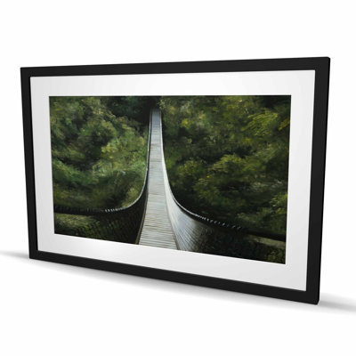 Suspended Bridge in the Forest - Modern Framed Print | Decor