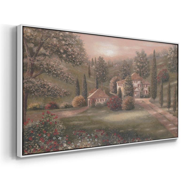 «Evening in Tuscany II», toile tendue avec châssis, prête à être accrochée, H 17 po x l 33 po, Blanc