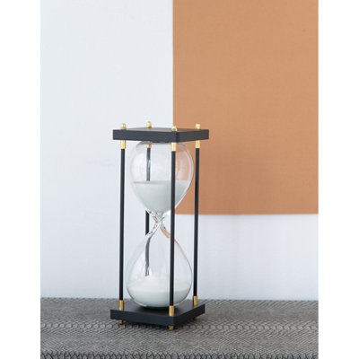 4.3X4.3X12" Hourglass With Wooden Frame, White