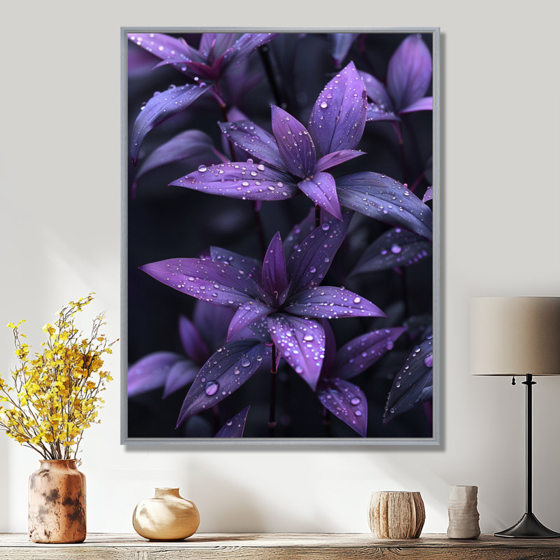 «Mauve noir parfumé», impression d'art mural en bambou, Encadrement argenté, 20" H x 12" W