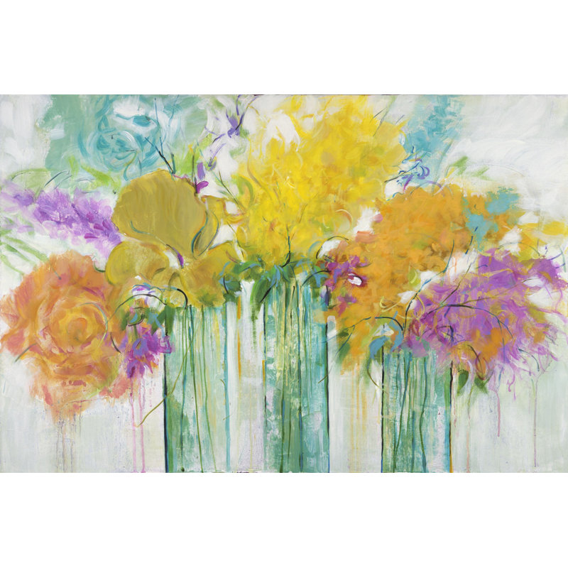 "Warm Summer Blooms I" par Julie Joy, reproduction sur toile tendue, H 12 po x l 18 po x P 1,5 po