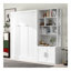 Lit escamotable double avec plusieurs tablettes de rangement et une armoire, blanc
