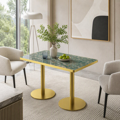 Table de salle à manger rectangulaire avec plateau en marbre fritté