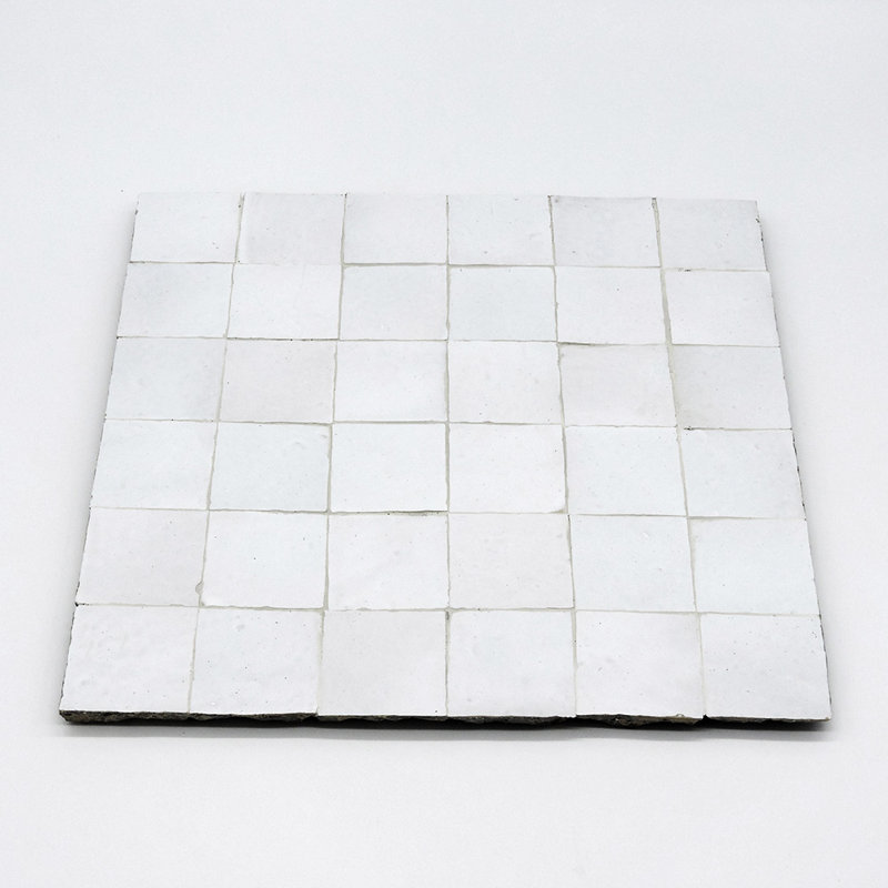 12" x 12" Terra Cotta Grid Mosaic Wall & Floor Tile, Snow White