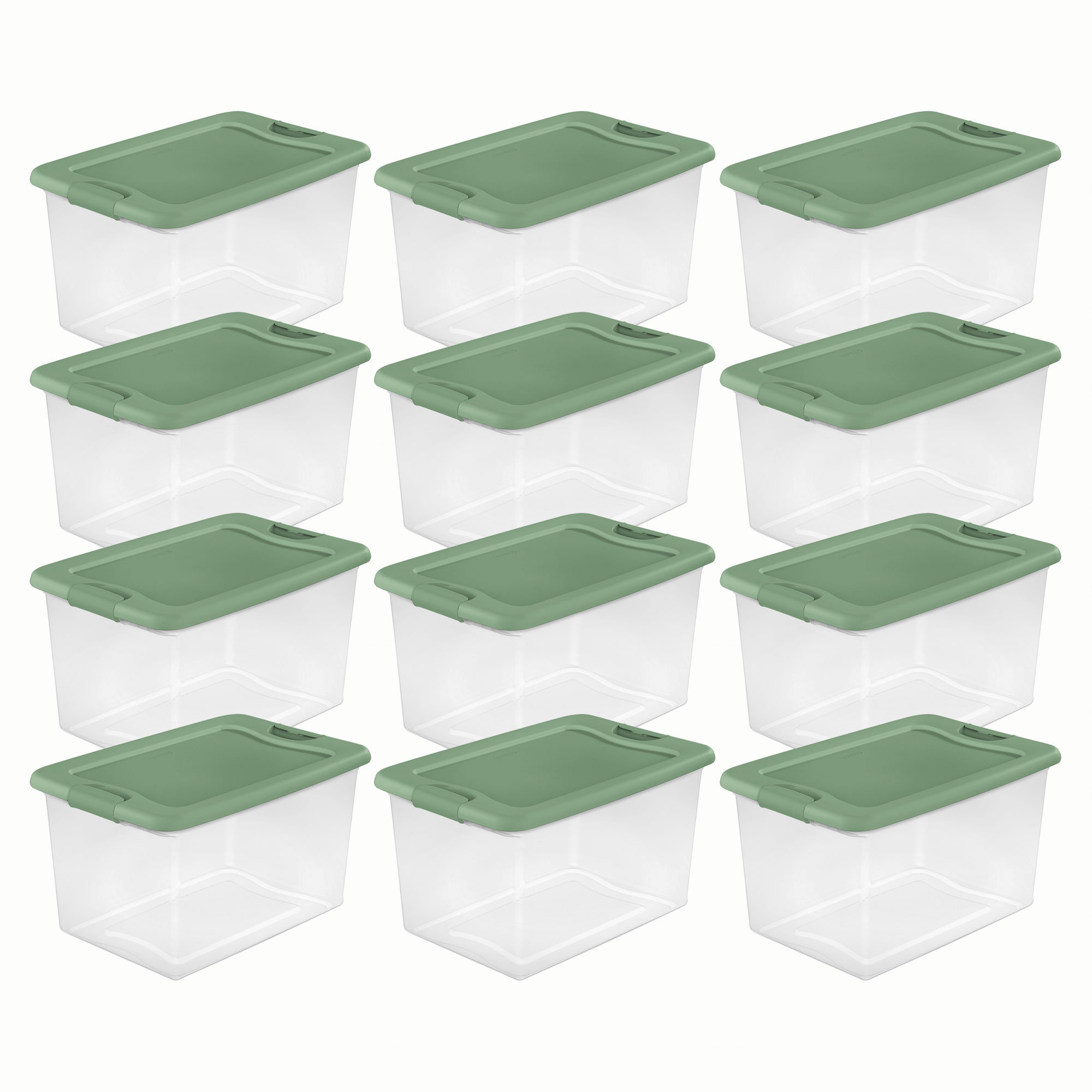 64 Qt Latching Box Plastic Bin Organizer Shop Storage Containers Tote Set  of 6