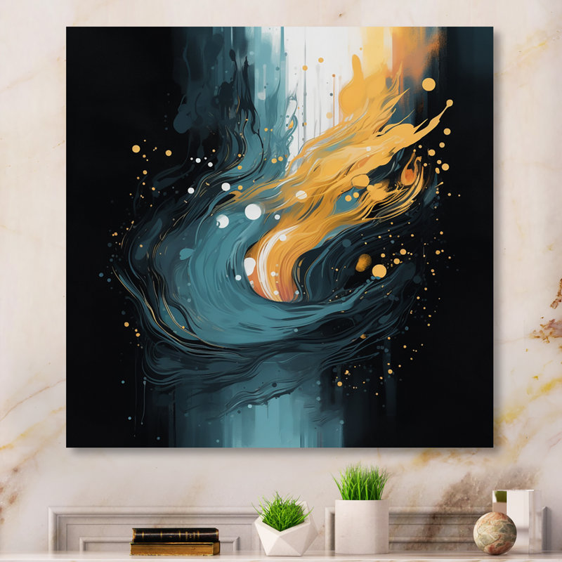 " Orange And Blue Reimagined Realities ", 36" H x 36" W x 1.5" D, Wrapped Canvas