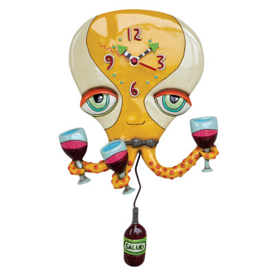 Allen Designs Happy Hour Octopus tenant une horloge murale 15,5 pouces