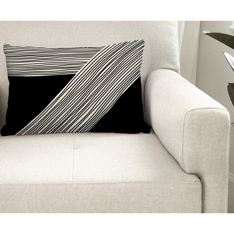 Coussin Cassie, H 18 po x l 25 po, Noir/crème