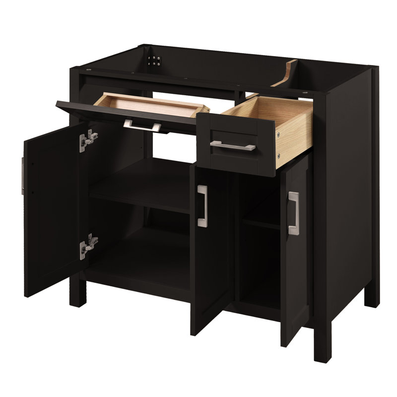 [Cabinet seulement] Meuble-lavabo de 36 po (lavabo non inclus), Noir, noir, noir, noir