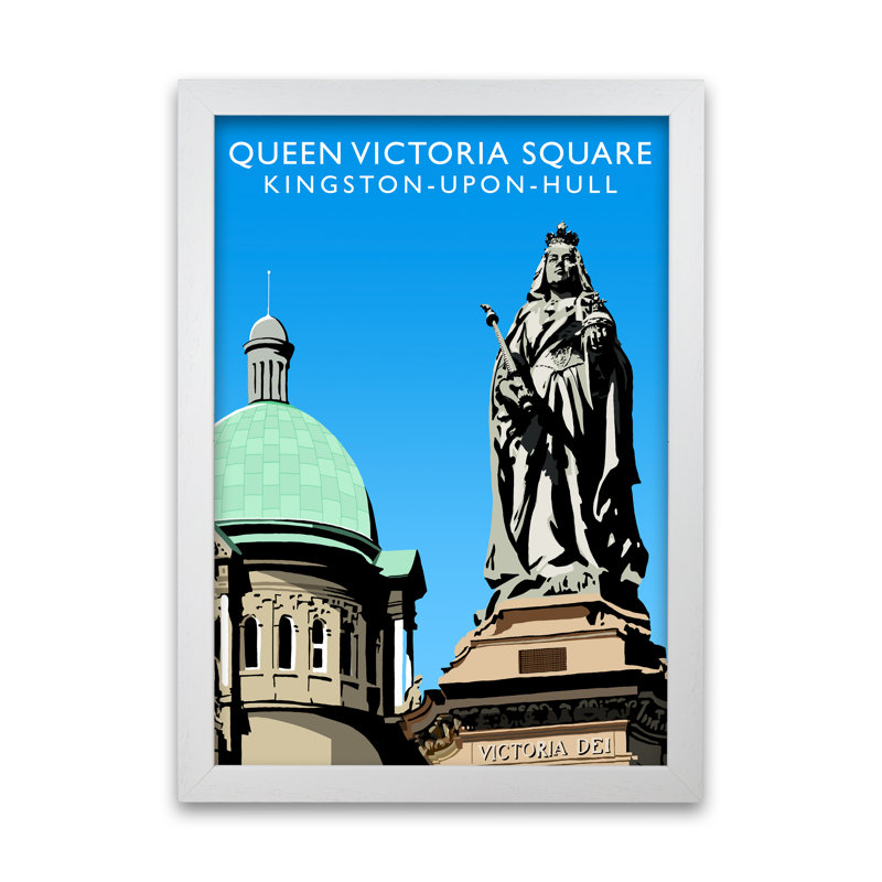 Queen Victoria Square by Richard O'Neill - Print, 29.7cm H x 21cm W x 3cm D, White Framed