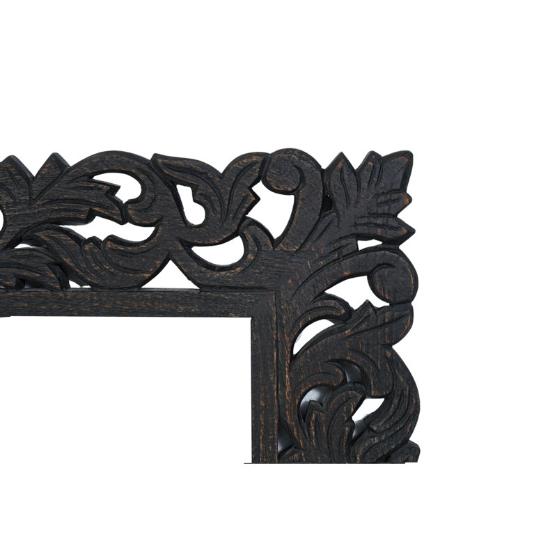 Harleen Solid Wood Flat Mirror, Black