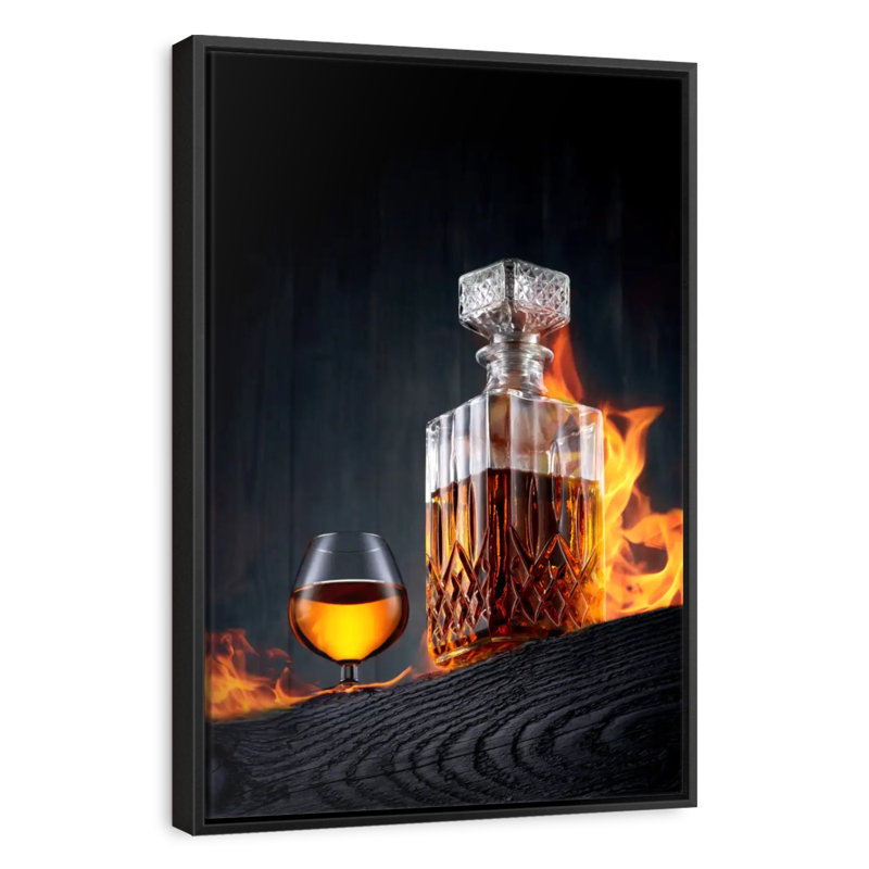 Carafe à whisky flamboyante, Cadre flottant noir, 29 po x 43 po