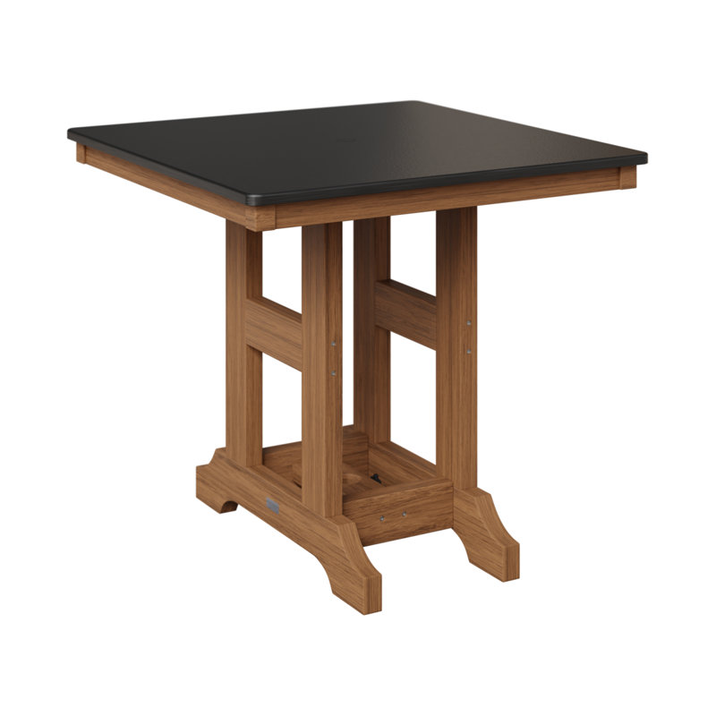 Table de bar d'extérieur carrée Garden Classic, H 39,5 po x l 33 po x P 33 po, Acajou antique, Noir martelé