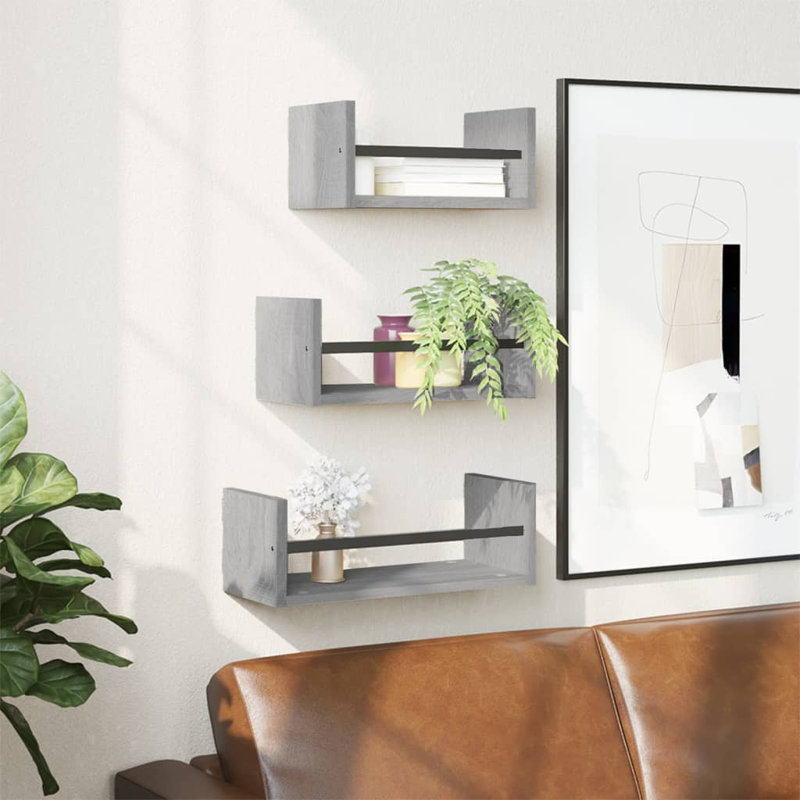 Adreina 3 Piece Floating Shelf, Grey Sonoma