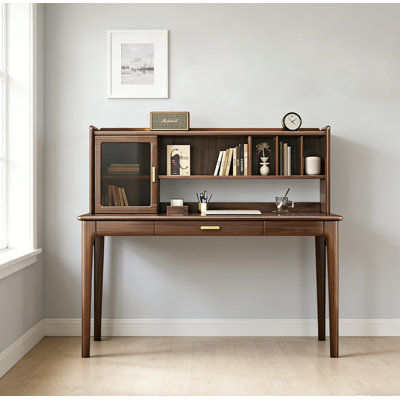 Walnut Desk with Hutch and Storage