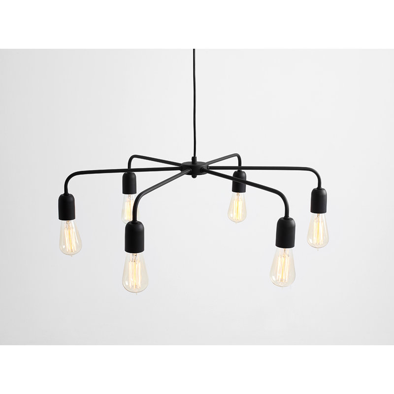 Allegro 6 - Light White Cluster Pendant, Black