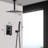Ceiling-Mounted Shower Assembly, Matte Black - 12" Head & Handheld Natural Rainfall Copy Self-Cleaning Nozzle Brass Made Object Ceiling Mounted System And Mimic Discharge-127368477