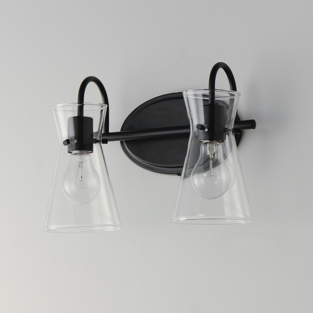 2 Light Transparent Dimmable Vanity Light, Black