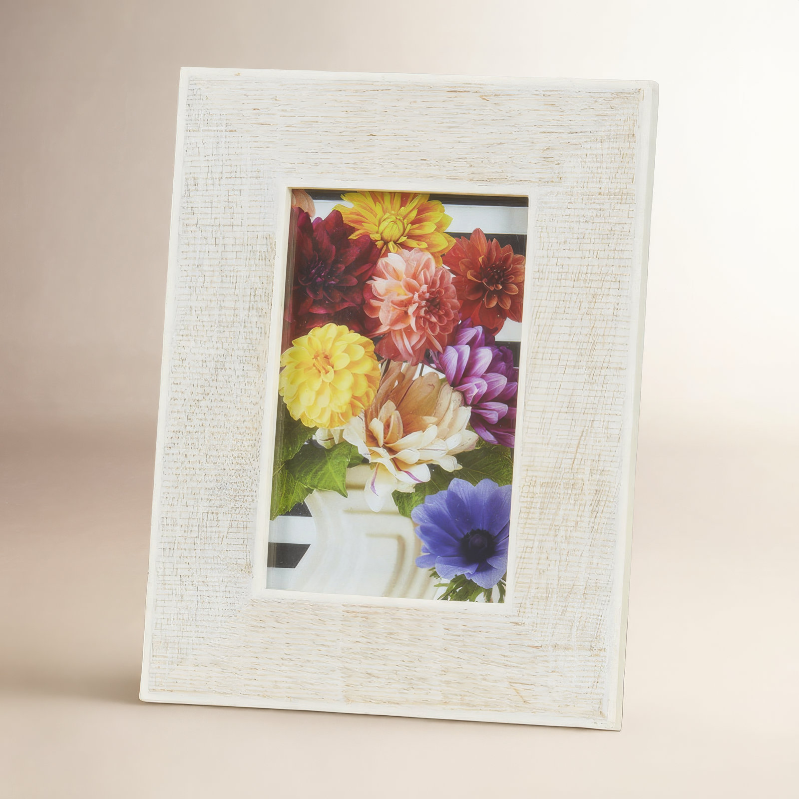 Cross Hatch Bone Picture Frame, 4" x 6"