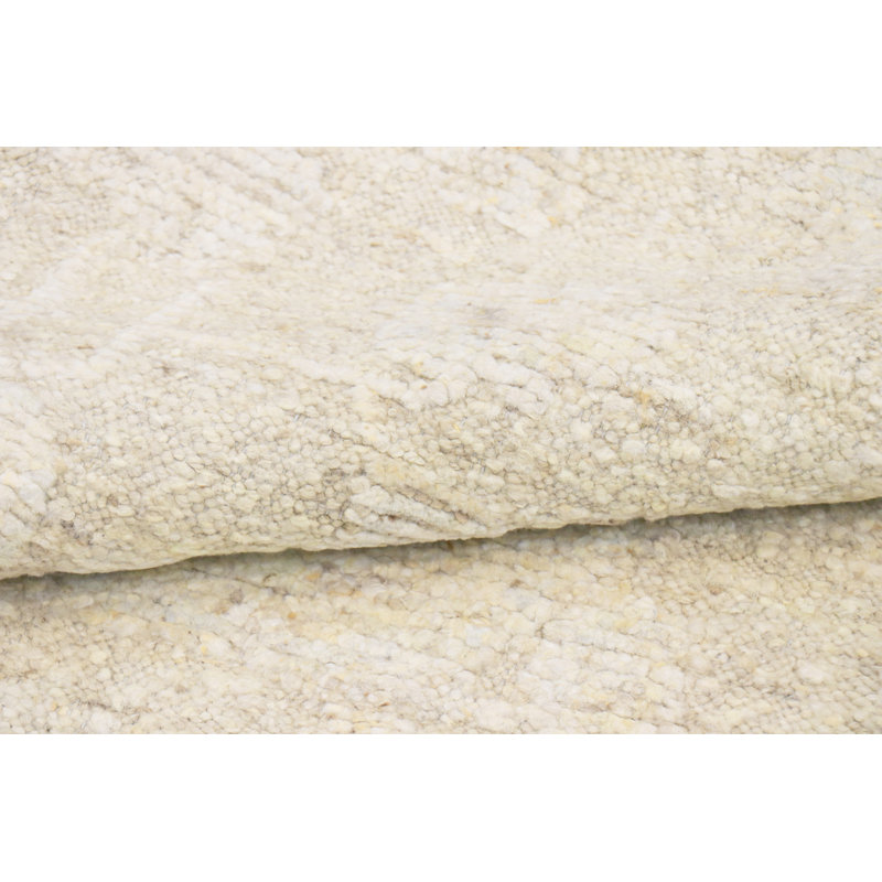 Oushak Hand-Knotted Tan Wool Area Rug, Rectangular 9'10" x 13'10"