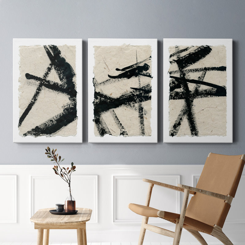 «Lines Crossed I», ensemble de 3 reproductions d'art sur toile tendue, H 60 po x l 120 po x P 3 po
