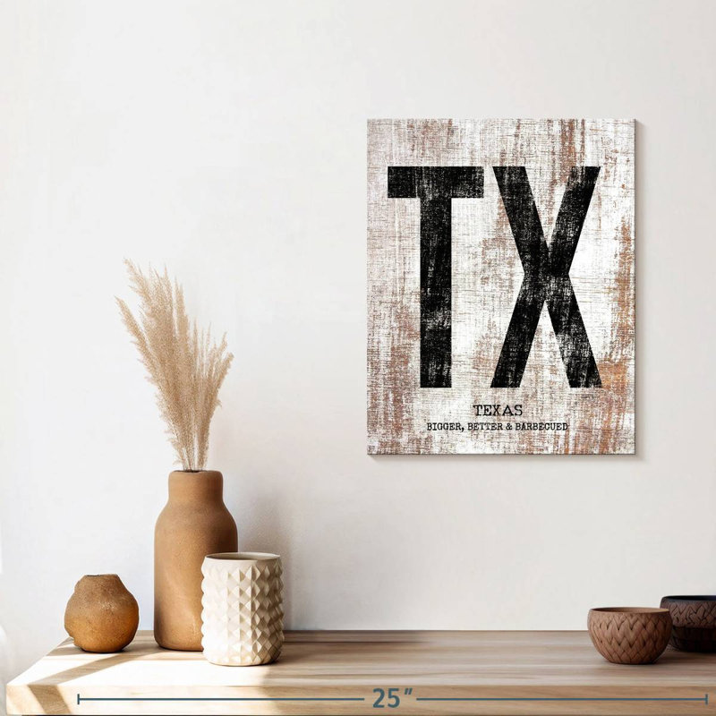 Texas Bigger Better and Barbecued sur toile, H 15 po x l 12 po x P 1,25 po