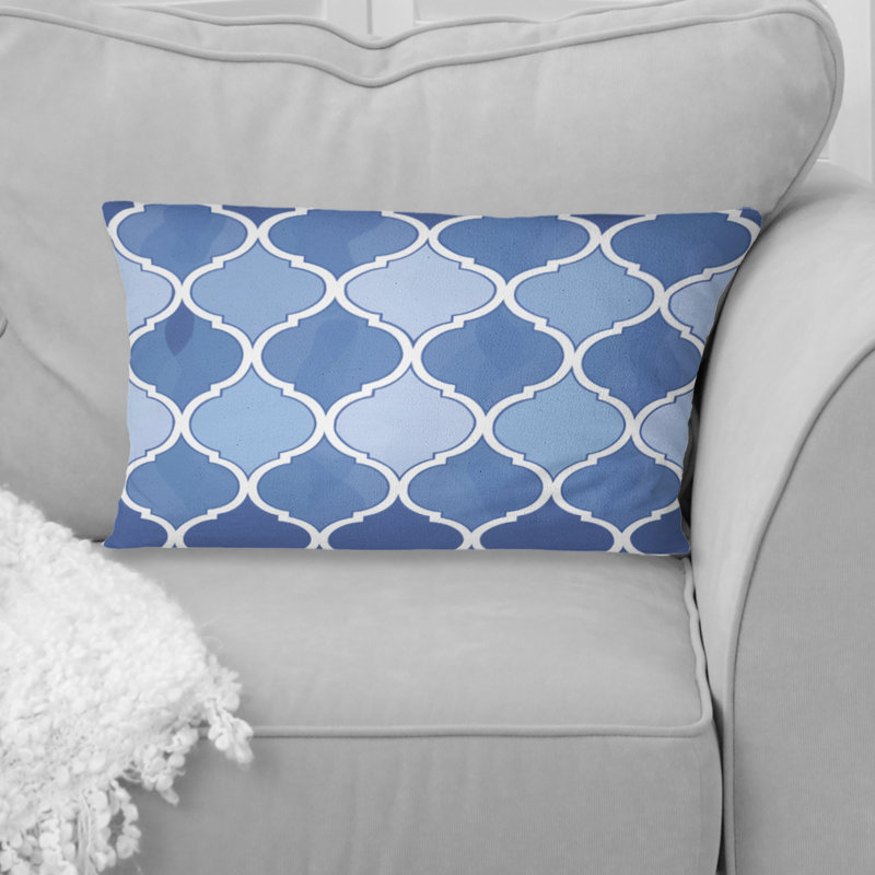 Coussin lombaire bleu Modern Trellis VI - Modern