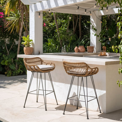 Endicott Wicker Outdoor 30'' Bar Stool with Cushion