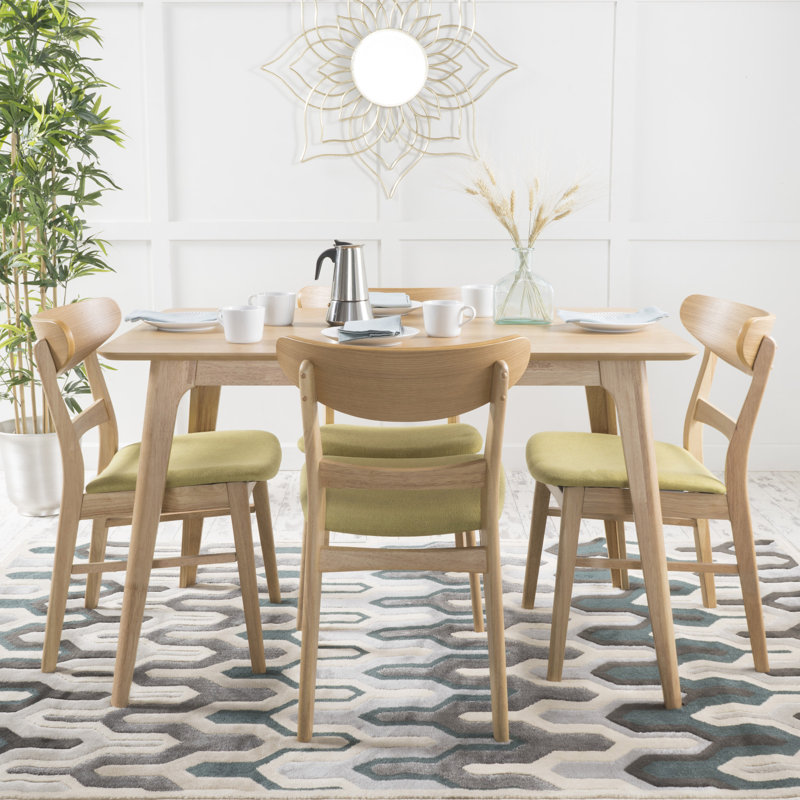 Armgart 4-Person Dining Set, Natural Oak, Green Tea