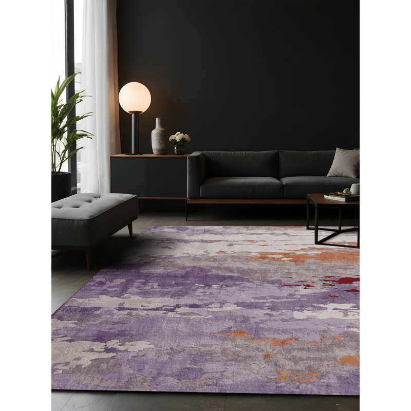 Tapis gris soyeux et moelleux, Carré 6 pi