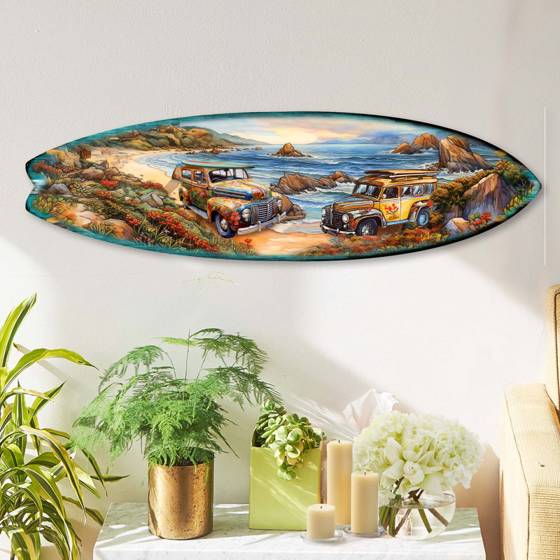 Décoration murale planche de surf, H 13,5 po x l 48 po x P 1 po