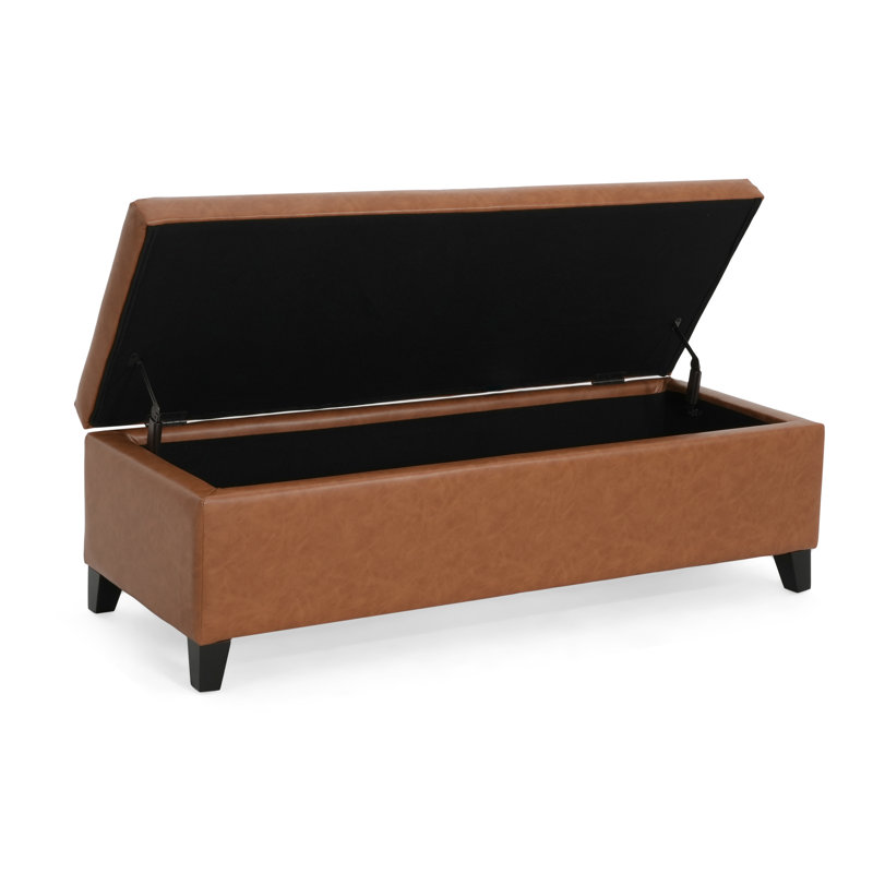 Banc de rangement en similicuir Geffray, Marron clair