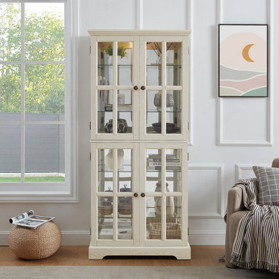 Bibliothèque, vitrine avec tablettes réglables et portes en verre pour la maison ou le bureau